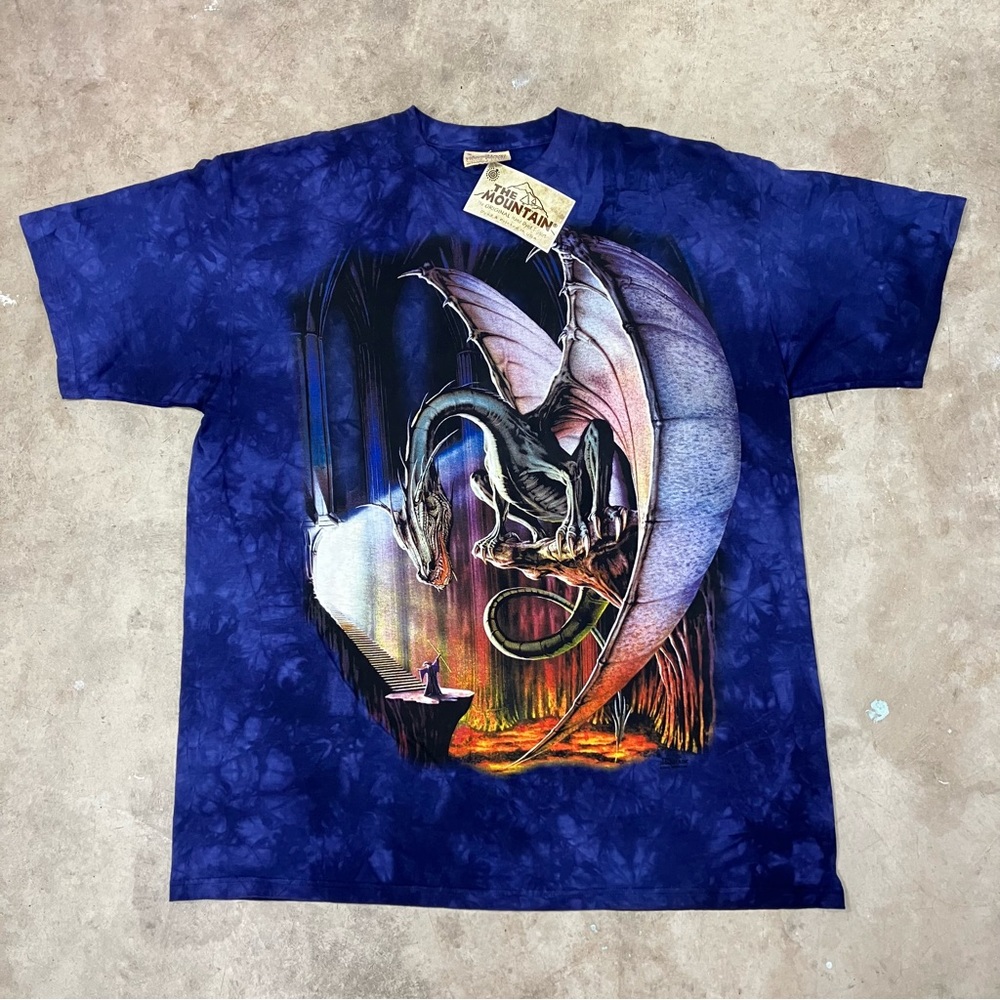 NEW Vintage The Mountain Men's 2000 Meikle John Dragon Wizard Tie Dye T-Shirt XL
